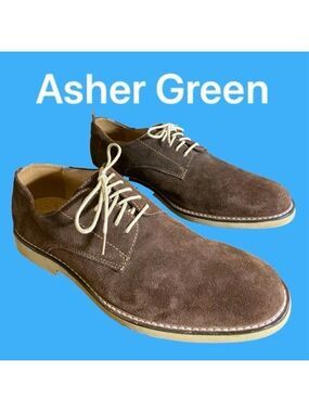 Asher Green-Men’s 11 chocolate brown genuine suede leather Oxford. Sharp! EUC
